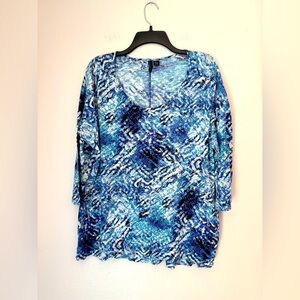 Cynthia Rowley Blue 3/4 Sleeve Blouse - Size 2X